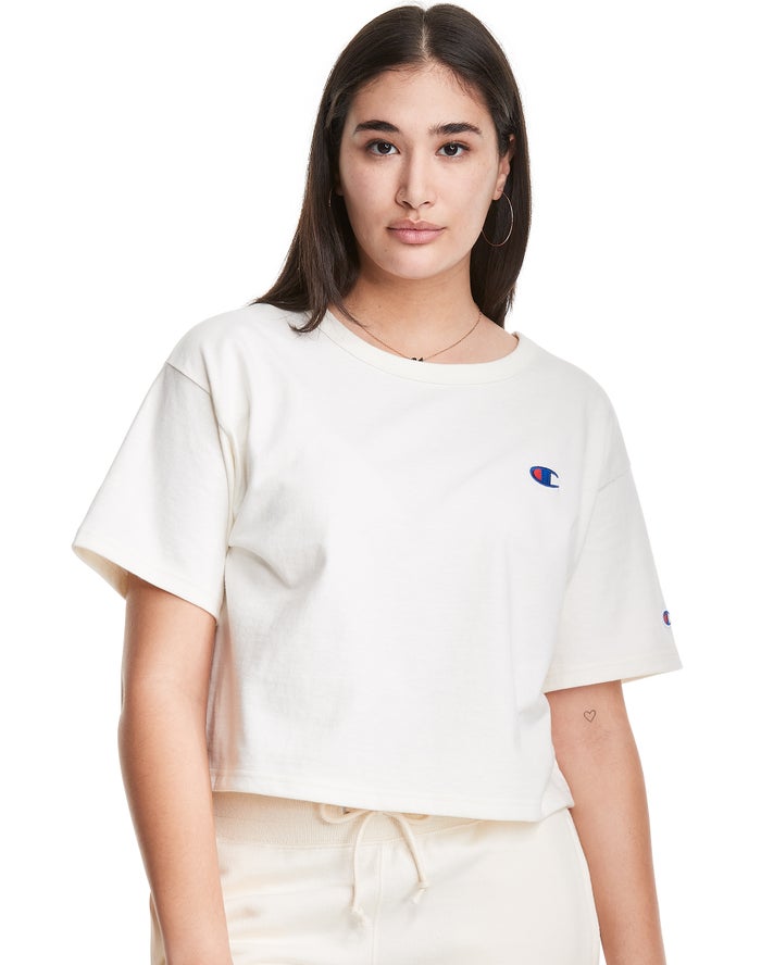 Camiseta Champion Mujer - Heritage Cropped C Logo ( Blancas ) 9516824-XE